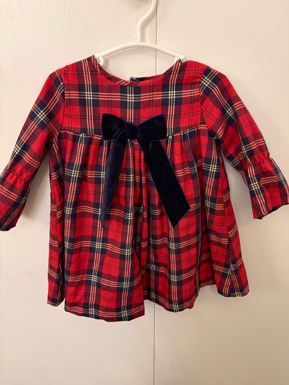 babidu Red Plaid Kids Dress - 12M
